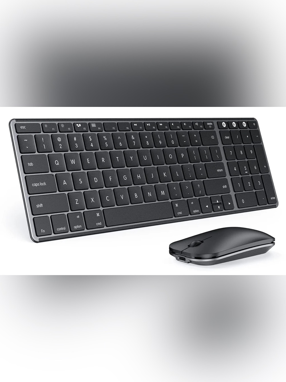 Wireless Black Keyboard and Mouse Combo - Slim Bluetooth Design
